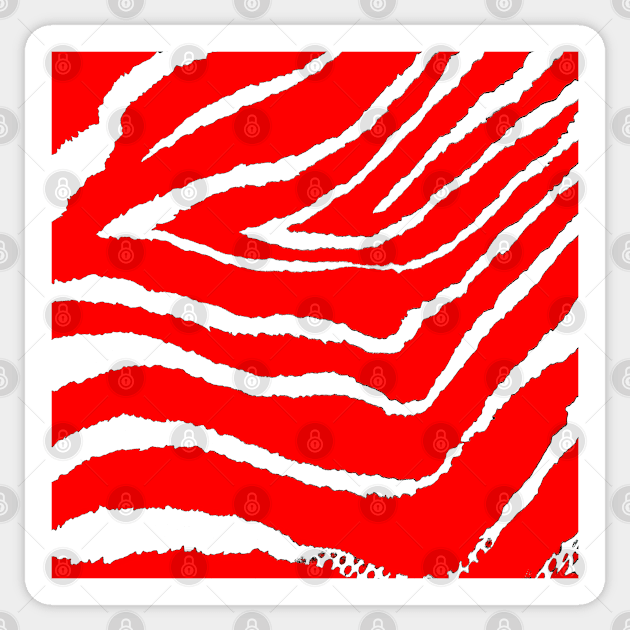 Zebra Red and White Sticker by Overthetopsm